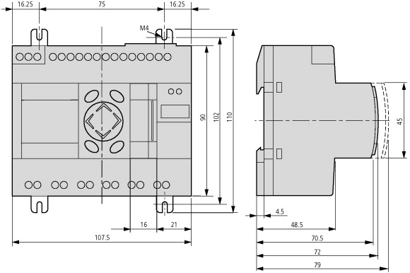 106395 Компактный контроллер , 24VDC , 12DI (из которых 4 AI ) , 8 DO (T) 1AO , CAN, дисплей (EC4P-221-MTAD1)