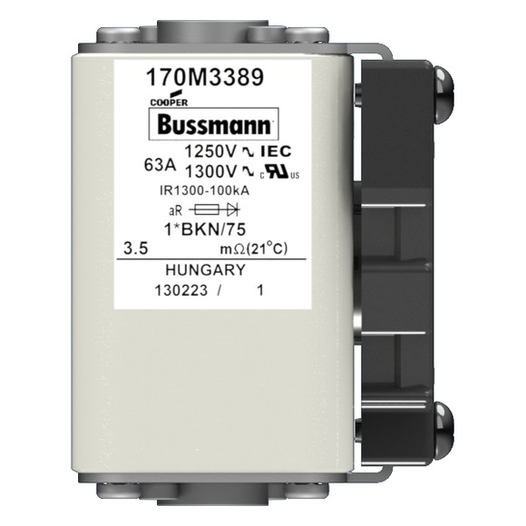 170M3389 Быстрый предохранитель 63A 1250V 1*BKN/75 AR CU