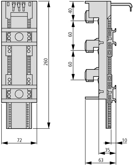 101480 Шинный адаптер xStart, 72 мм, 63А, 2TS (BBA2L-63)