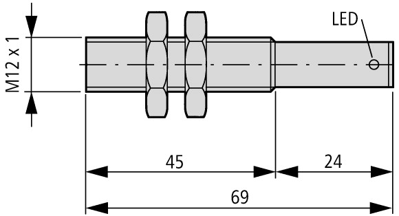 135870 Индуктивный датчик, DC, цилиндрический 12, метал, M12 (E57-12GE05-GDB)