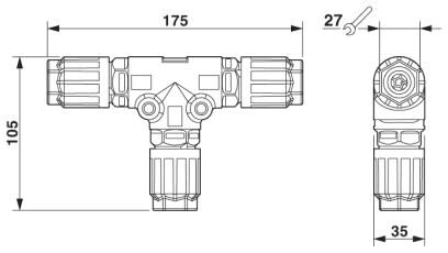 Phoenix contact 1405401 QPD T 4PE 3X6-11 BK Т-распределитель