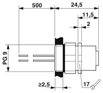 Phoenix contact 1554665 SACC-EC-M12FS-8CON-PG 9/0,5 VA Проходная деталь