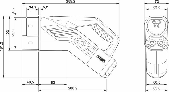 Phoenix contact 1085638 EV-T2HPCC-DC500A-5,0M50ECBK11 Зарядный кабель DC