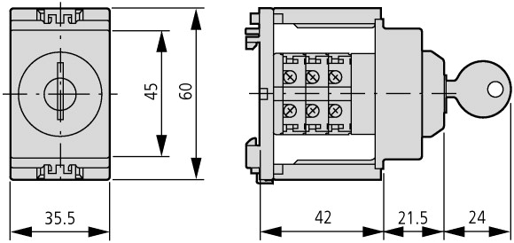 225343 Переключатель, контакты: 4, 10 A, Передняя панель: HAND-0-AUTO, 60 °, с фиксацией, Монтаж в распределителе (TM-2-15432/IVS)