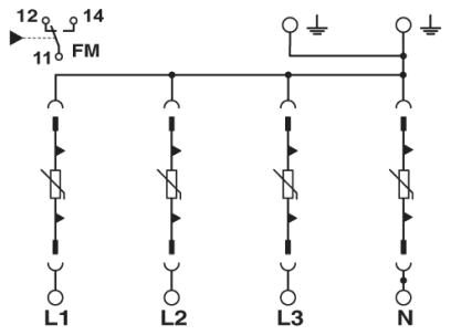 Phoenix contact 2800644 VAL-MS-T1/T2 335/12.5/4+0-FM Молниеотвод / разрядник для защиты от импульсных перенапряжений типа 1/2