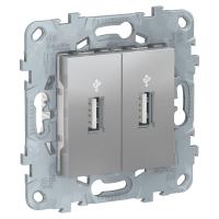Schneider Electric NU542730 UNICA NEW USB-КОННЕКТОР, 2-местный, алюминий