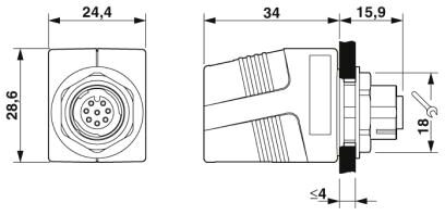 Phoenix contact 1414396 CUC-BH-M12A1PBK-S/R4BE Проходной компонент для электротехнического шкафа