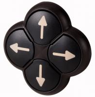 286339 Четырхпозиционная кнопка с блокировкой противостоящих кнопок, без фиксации, цвет черный, черное лицевое кольцо (M22S-DI4-S-X7)