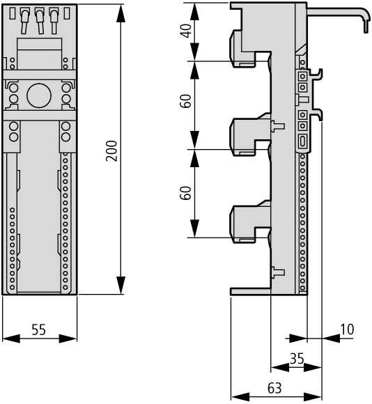 101457 Шинный адаптер xStart, 55 мм, 63А, 1TS (BBA4-63)