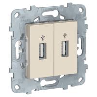 Schneider Electric NU542744 UNICA NEW USB-КОННЕКТОР, 2-местный, бежевый