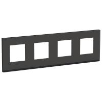 Schneider Electric NU600886 UNICA PURE рамка 4-постовая, горизонтальная, ЧЕРНОЕ СТЕКЛО/антрацит