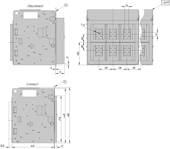 184067 Switch-disconnector, 3 pole, 1600 A, without protection, IEC, Withdrawable (INX40N3-16W-1)