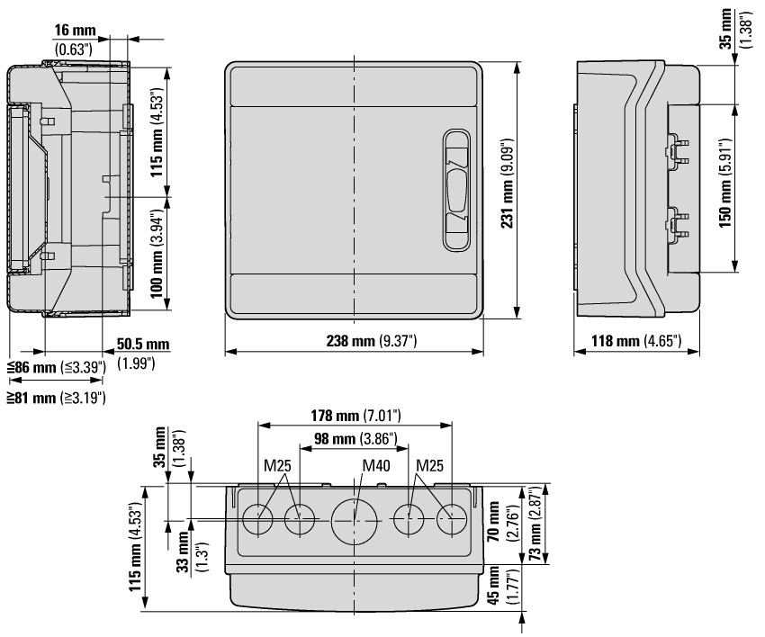 174189 Навесной шкаф IP65, 1 ряд 8 модулей УФ-стойкий поликарбонат, индустриальная серия, N/PE клеммы в комплекте (IKA-1/8-ST-UV)