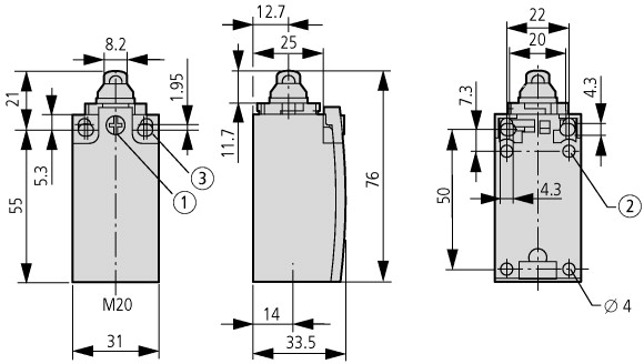 106789 Концевой выключатель , 1НО +1 НЗ , роликовый рычаг (LS-S11/RL)