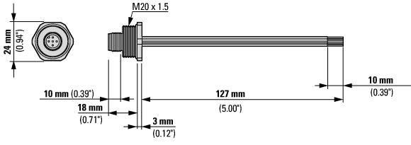 179542 Ввод корпуса SWD со штекером M12, 5 кабелей, длиной 0,15 м (SWD4-PRM5-2-S)