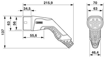 Phoenix contact 1627366 EV-T2G3C-1AC32A-5,0M6,0ESBK01 Зарядный кабель AC