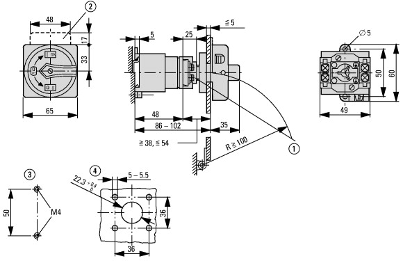 908054 Специальные выключатели, T0, 20 A, Промежуточный монтаж, 1 Модуль (модули) (T0-1-SOND*/V/SVB-SW)