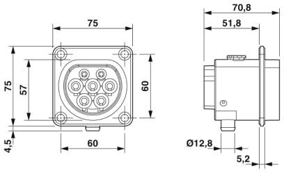 Phoenix contact 1408169 EV-GBM3S-1AC32A-0,7M6,0E00 Сетевая зарядная розетка
