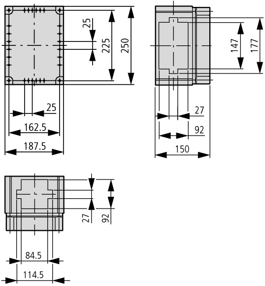 2210 Изолированный щит, гладкие стенки , + дверь, ВхШхД = 250x188x166 мм , СА (CI23X-125/T-NA)