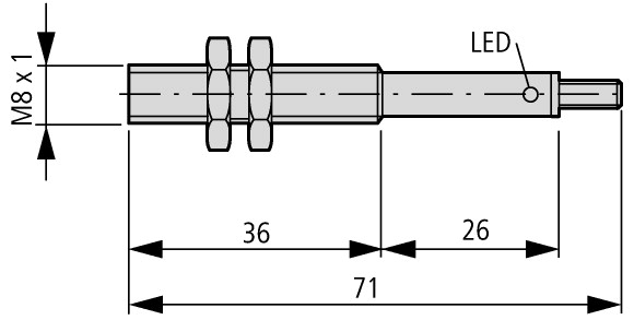 135854 Индуктивный датчик, DC, цилиндрический 8, метал, M12 (E57-08GE03-GDB)