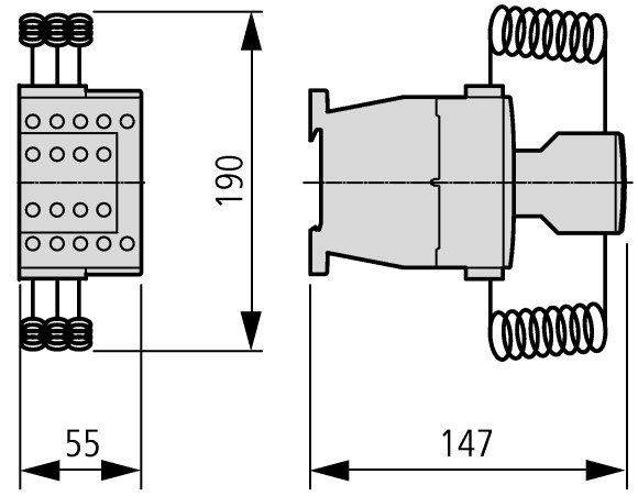 294052 Контактор для коммутации конденсаторов33А, управляющее напряжение 190В (AC) (DILK33-10(190V50HZ,220V60HZ))