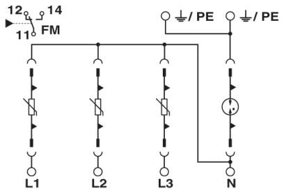Phoenix contact 2920968 VAL-MS 385/80/3+1-FM Разрядник для защиты от импульсных перенапряжений, тип 2