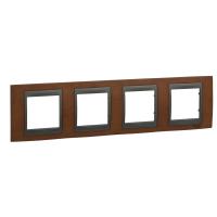 Schneider Electric MGU66.008.2M2 UNICA TOP РАМКА 4-постовая, горизонтальная, ГРАФИТ/ВИШНЯ