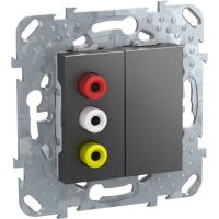 Schneider Electric MGU5.431.12ZD UNICA TOP РОЗЕТКА 3 RCA, ГРАФИТ