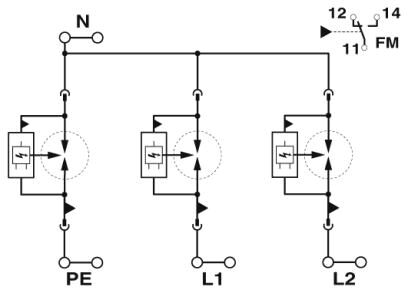 Phoenix contact 2905418 FLT-SEC-P-T1-2S-350/25-FM Комбинированный разрядник типа 1/2