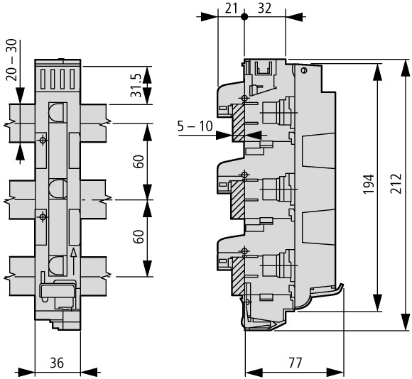 284649 Держатель-разъединитель 3П, 63А (D02-S/63/3-RS)