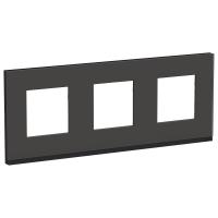 Schneider Electric NU600686 UNICA PURE рамка 3-постовая, горизонтальная, ЧЕРНОЕ СТЕКЛО/антрацит