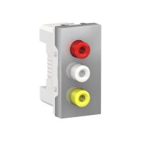 Schneider Electric NU343130 UNICA MODULAR розетка 3 RCA, 2 модуля, алюминий