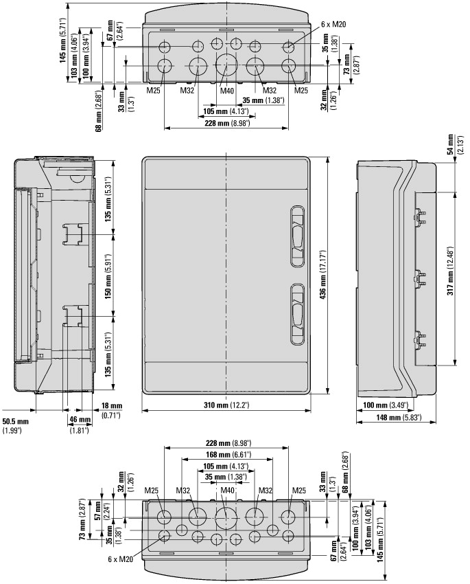 174198 Навесной шкаф IP65, 2 ряда 24 модуля, профессиональная серия, прозрачная дверь, N/PE клеммы в комплекте (IKA-2/24-ST)