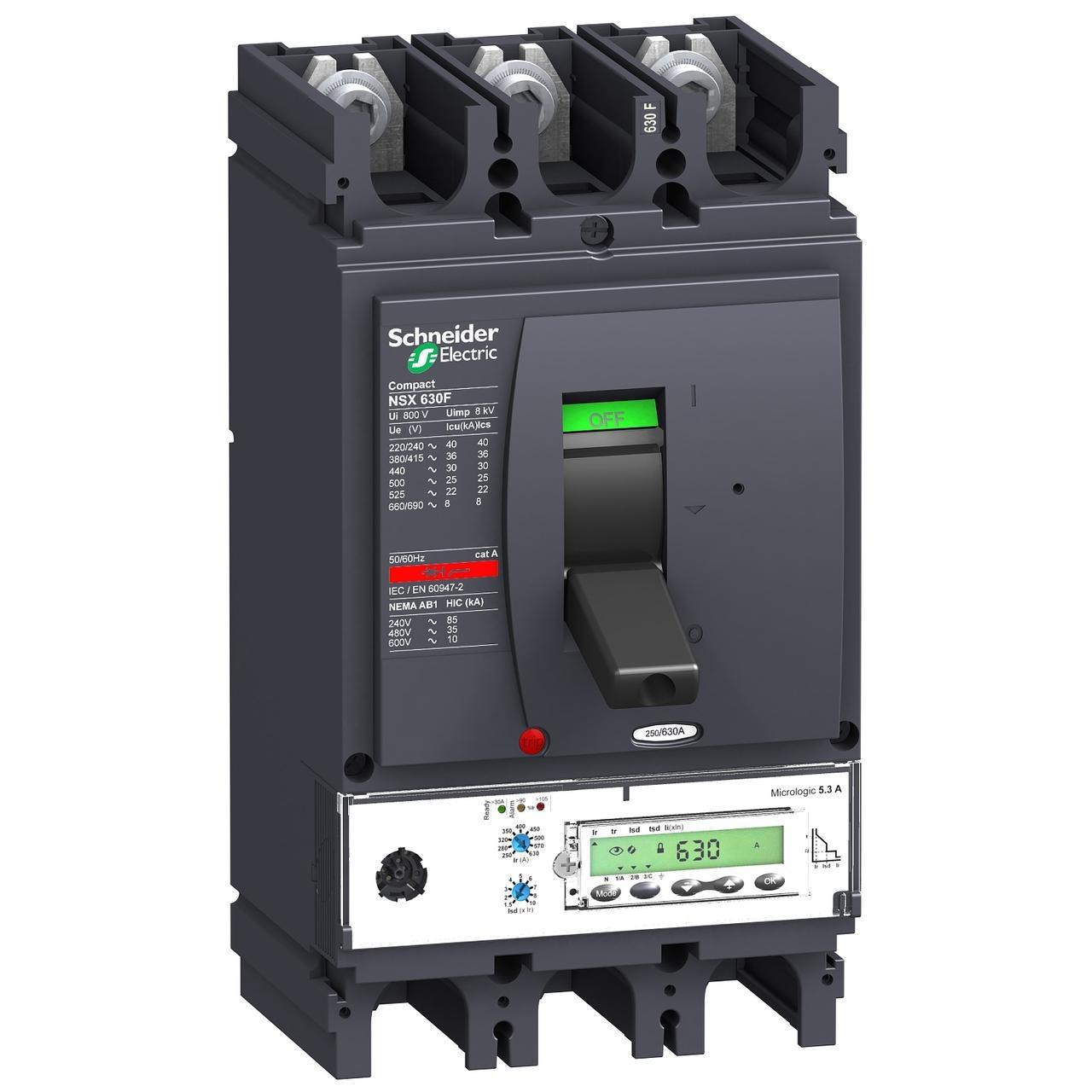 LV432893 Schneider Electric Автоматический выключатель NSX630N Micrologic 2.3 50кА 3P3d 630A