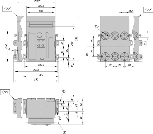 183451 Switch-disconnector, 3 pole, 1600 A, without protection, IEC, Fixed (INX16B3-16F-1)
