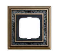Рамка 1-постовая, серия Династия, Латунь античная, черная роспись