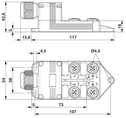 Phoenix contact 1452929 SACB-4/ 4-SC SCO P Коробка датчика и исполнительного элемента