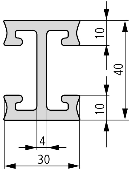 107166 Двойная медная шина, Т-профиль, 500 мм2  2.40m (CU-BAR-500/T)