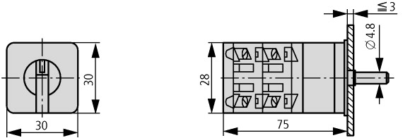 22672 Переключатель, контакты: 8, 10 A, Передняя панель: 1-0-2, 90 °, с фиксацией, Монтаж (TM-4-8294/E)