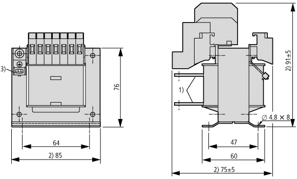 204941 Однофазный трансформатор , 100 ВА , 230 / 24 В (STN0,1(230/24))