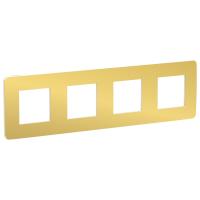 Schneider Electric NU280859 UNICA STUDIO рамка 4-постовая, ЗОЛОТО/белый