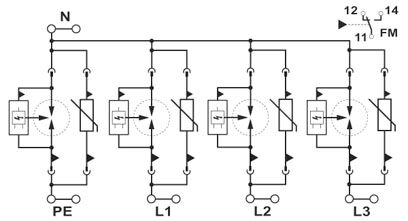 Phoenix contact 1044386 FLT-SEC-T1+T2-3IT-350/25-FM Комбинация разрядников типа 1+2
