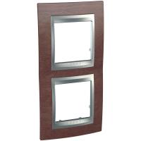 Schneider Electric MGU66.004V.0M4 UNICA TOP РАМКА 2-постовая, вертикальная, АЛЮМИНИЙ/ТАБАЧНОЕ ДЕРЕВО