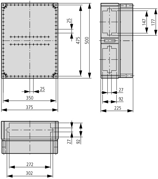 264024 Изолированный щит с вырезами под фланцы, ВхШхД= 500x375x225mm , СА (CI45-200-NA)