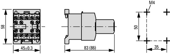 230241 Вспомогательное реле 3А,  управляющее напряжение 24В (DС), контакты 4НО, категория применения AC-15 (DILER-40-G-C(24VDC))
