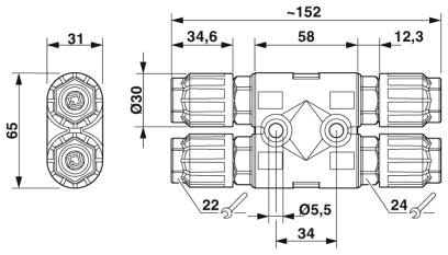 Phoenix contact 1423996 QPD H4X2,5 4X9-14 GY H-разветвитель