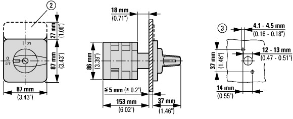 94655 Переключатель, контакты: 14, 100 A, Передняя панель: 1-2, 90 °, с фиксацией, Монтаж (T5-7-8371/E)