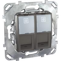 Schneider Electric MGU5.2424.12ZD UNICA TOP РОЗЕТКА компьют., RJ45, двойная, кат. 6, с полем для надп., ГРАФИТ