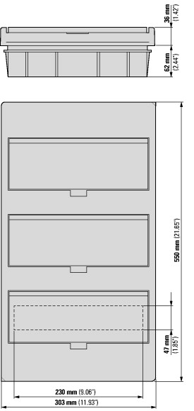 284641 EATON/MOELLER BC-U-3/36-ECO Компактный щит встроенного исполнения, 3 ряда, 36 модулей, прозрачная дверь, пластик (арт.284641)
