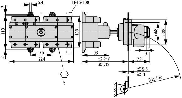 200127 T6-160-6/V/SVB-SW/HI11 Главный выключатель , 6p +1НО +1 НЗ , Ie = 160A , черная ручка , 0-1, 90 , заднее крепление MOELLER / EATON (арт.200127)